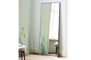 NeuType Full Length Mirror Floor Mirror with Standing Holder Bedroom/Locker Room Standing/Hanging Mirror Dressing Mirror Wall-Mounted Mirror (Black), 65"x22"