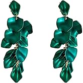 Just Follow Long Acrylic Rose Petal Earrings Dangle Exaggerated Flower Earrings Drop Statement Floral Tassel Earrings for Women