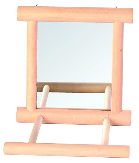 Trixie Spiegel mit Landeplatz, Holzrahmen, 9x9cm
