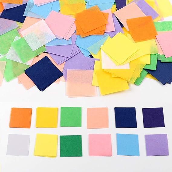 Amazon.com: Outuxed 4800pcs 1inch Tissue Paper Squares, 12 Assorted ...