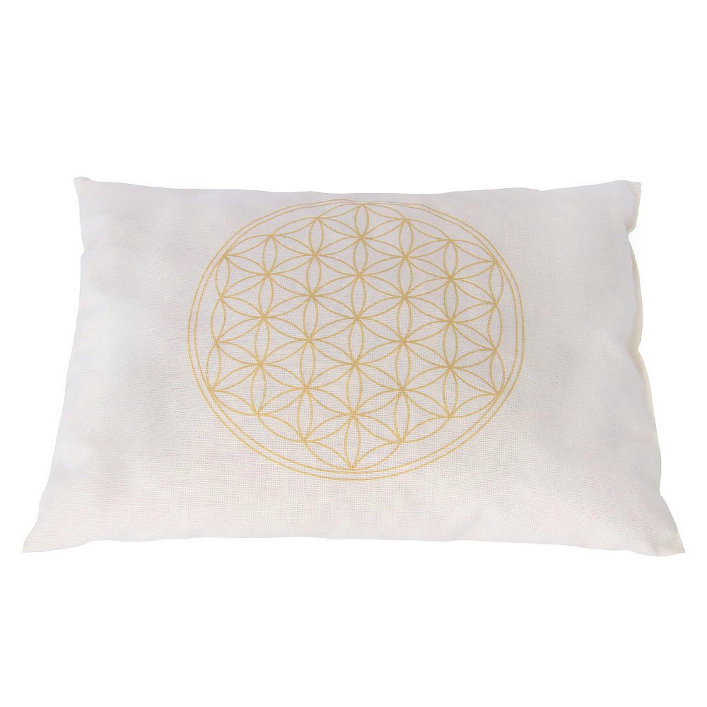 Pine Wood Cushion Heat Cushion Flower of Life 26 x 19 cm Gold