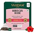 VAHDAM, Hibiscus Flowers Herbal Tea Bags (15 Count) Caffeine Free, Non GMO, Gluten Free Hibiscus Tea | Floral Flavor Tisane - Hibiscus Rose Petals & Exotic Spices | Resealable Ziplock Pouch