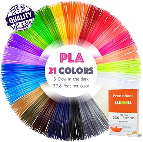 3D Pen Filament Refills PLA | 1.75 mm | 689 ft | 21 Colors | 250 Stencils eBook | 3d Pen &amp; Printer | Filament in 32.8 Ft Per Color, for MYNT3D, Soyan, Manve, Dikale 3D Pen etc. for kids and adults