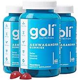 Goli Ashwagandha Gummies with KSM-66 and Vitamin D - Premium Root Extract - Vegan, Non-GMO - Mixed Berry Flavor - 60 Count (3-Pack, 180 Total)