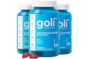 Goli Ashwagandha Gummies with KSM-66 and Vitamin D - Premium Root Extract - Vegan, Non-GMO - Mixed Berry Flavor - 60 Count (3-Pack, 180 Total)
