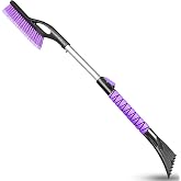 HEEYA Ice Scraper and Brush for Car, Extendable Snow Brush for Windshield | Detachable Scraper, Telescoping, Foam Grip, Car Snow Scraper and Brush for SUV, Truck, Vehicle Window(Purple)