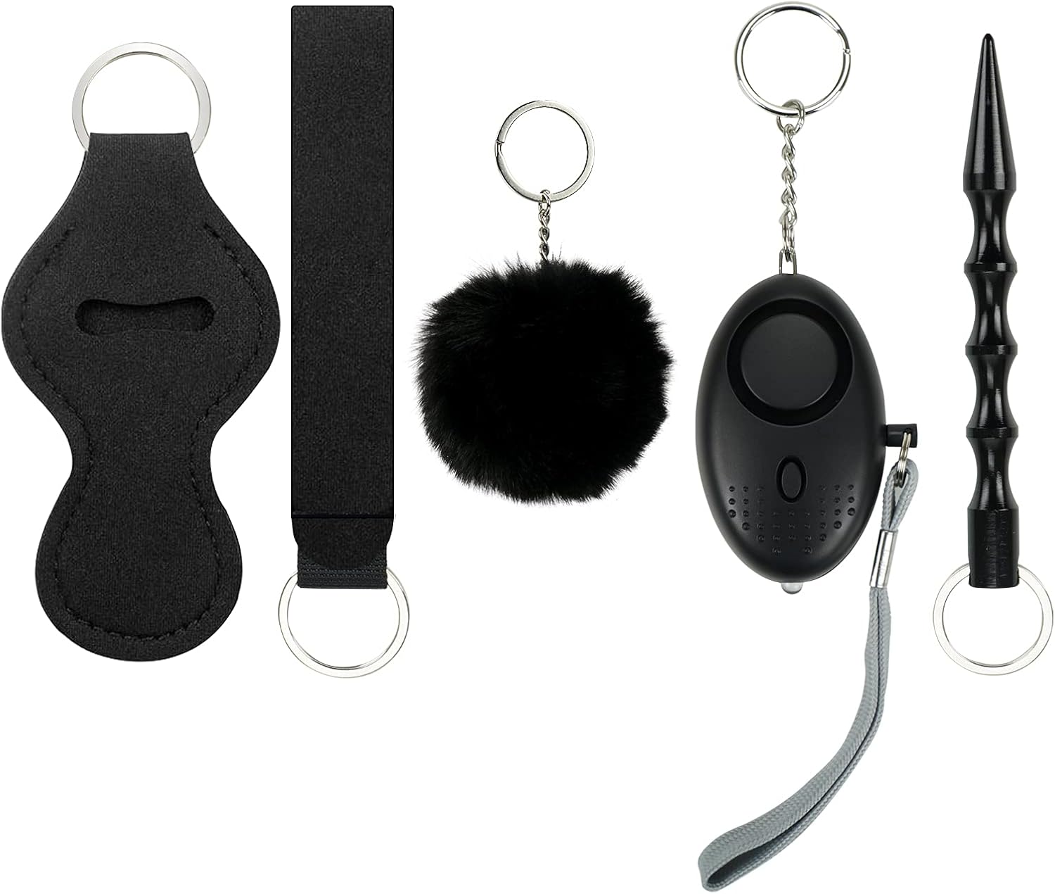 Comfortably Xieliuwee Self Defense Keychain Set For Women Girl Kit Personal Alarm Keychain With Flashlight Cute Pompom Key Chains Window Breaker Tool And Lip Balm Holder Wristlet Black Timeless Classic Agallasgastrofood Com