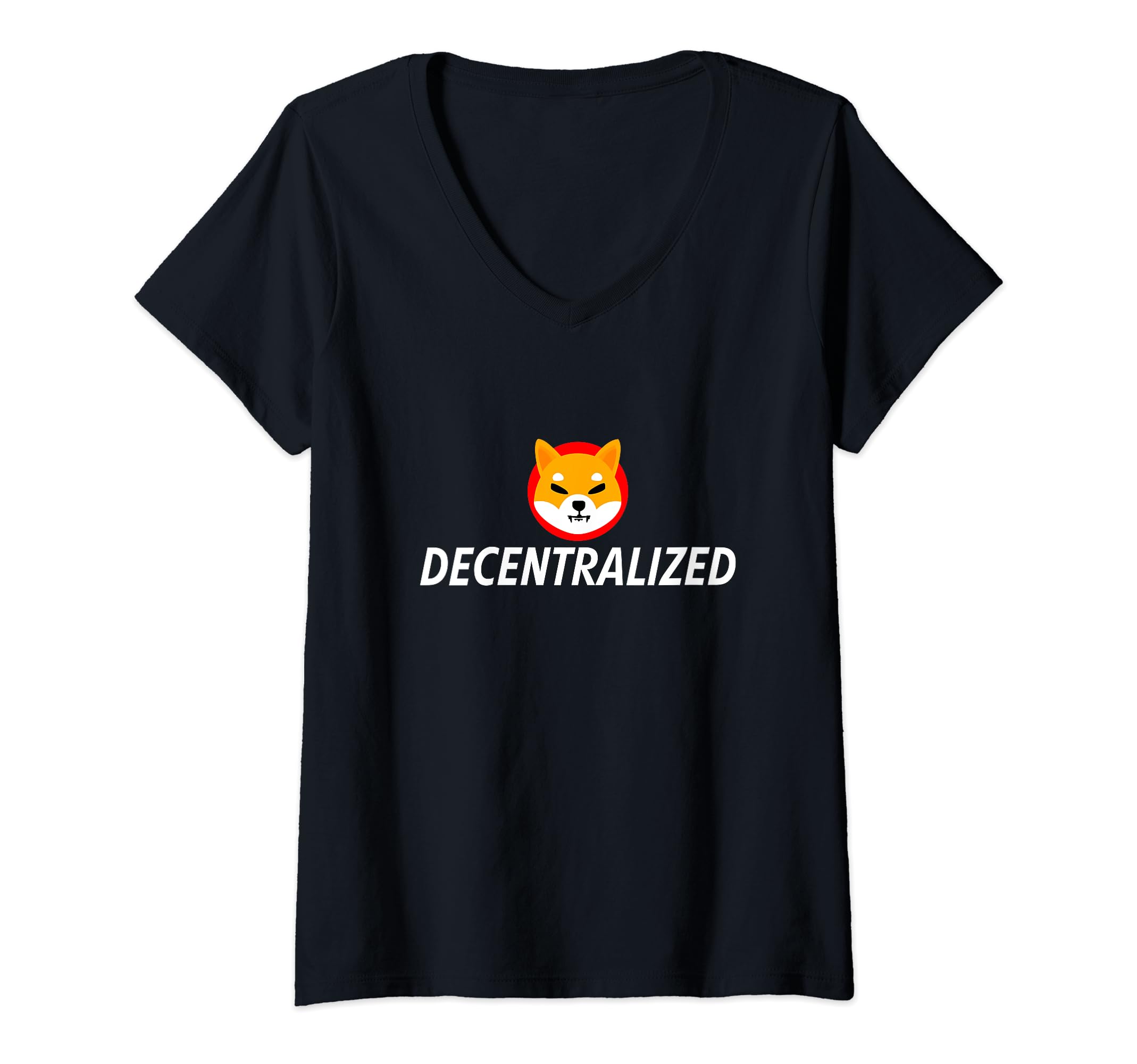 Womens Shiba Coin Decentralized Blockchain HODL Cryptocurrency Cool V-Neck T-Shirt