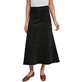 Kedera Women's Corduroy Midi Skirts High Waist A-Line Midi Length Skirt Long Winter Skirts Casual Button Front Skirts