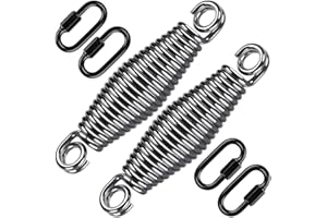 SELEWARE Heavy Duty Swing Springs for Hammock Chair, Porch Swing, Hammock Stands Mount, Innovative Conical Shape & Double Closed Ring Design Up to 400 lbs, w/Locking Carabiners(2 Pack)