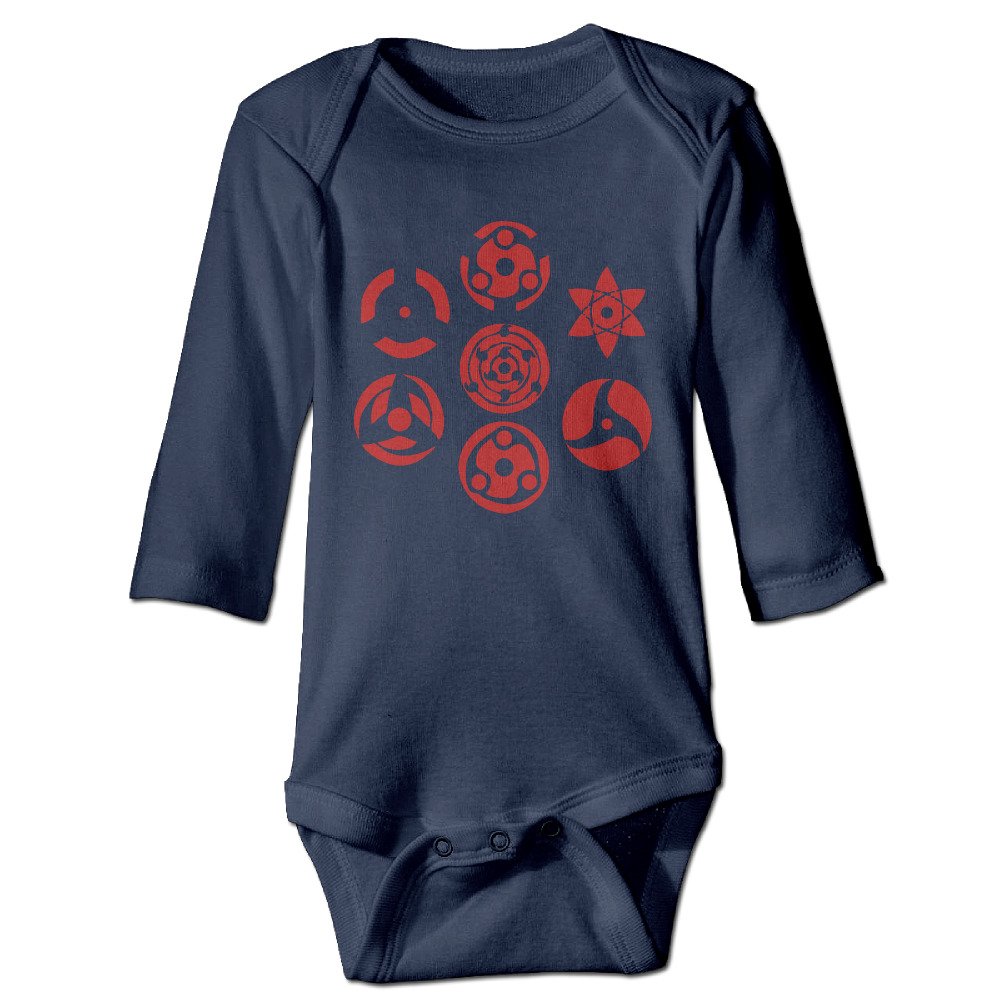 HYRONE Sharingan Set Of 7 Pins Baby Bodysuit Long Sleeve JumpSuit Romper Navy