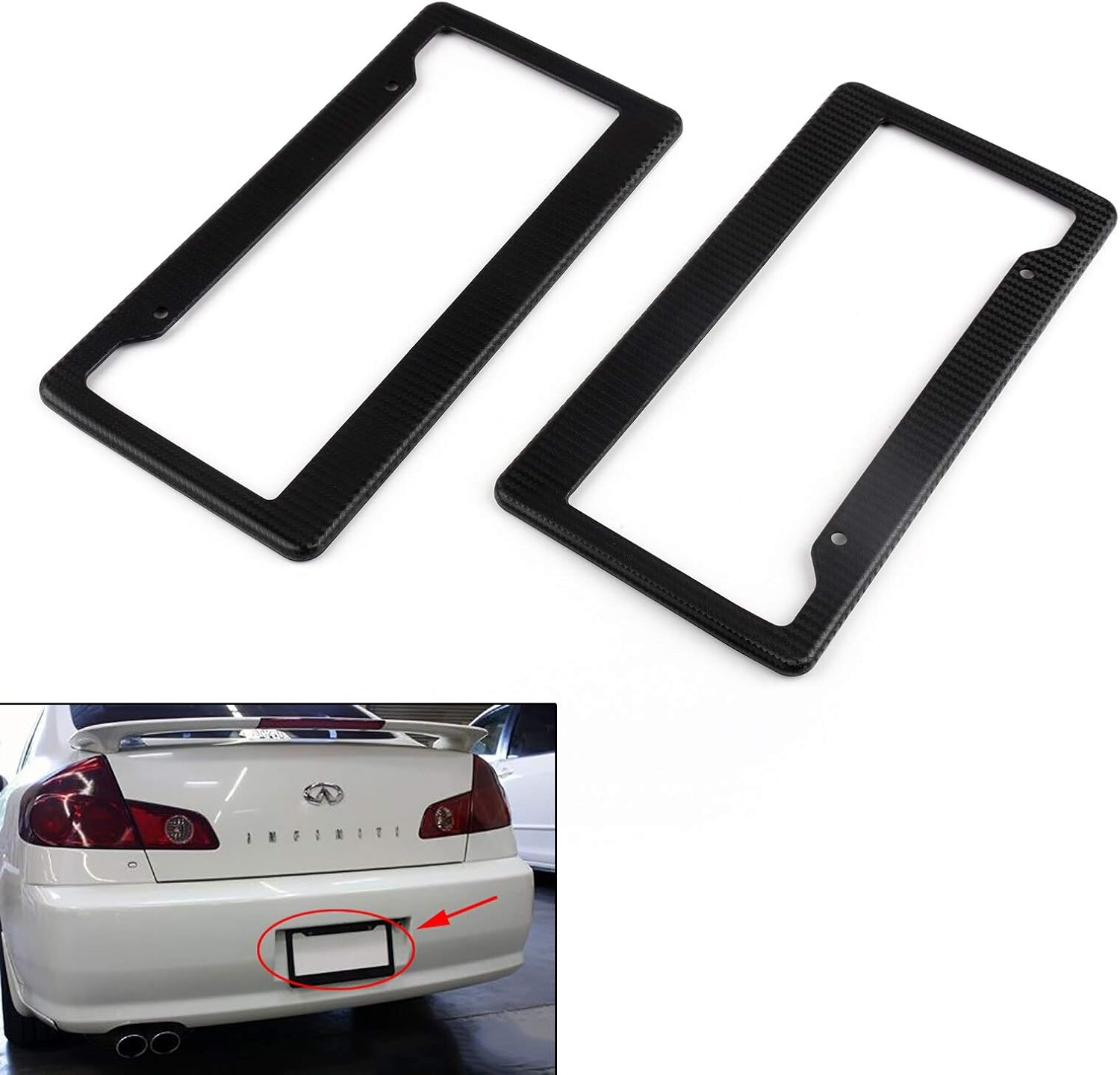 2PC Car Universal Black Carbon Fiber Printed Style Front