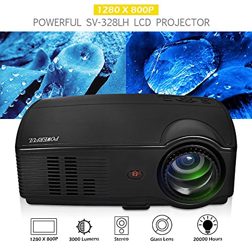 GBTIGER 3000 Lumens 1280x800P LED Video Projector Multimedia Home Theater Movie Projectors Support HD 1080P HDMI VGA AV USB for Home Cinema TV Laptop Games