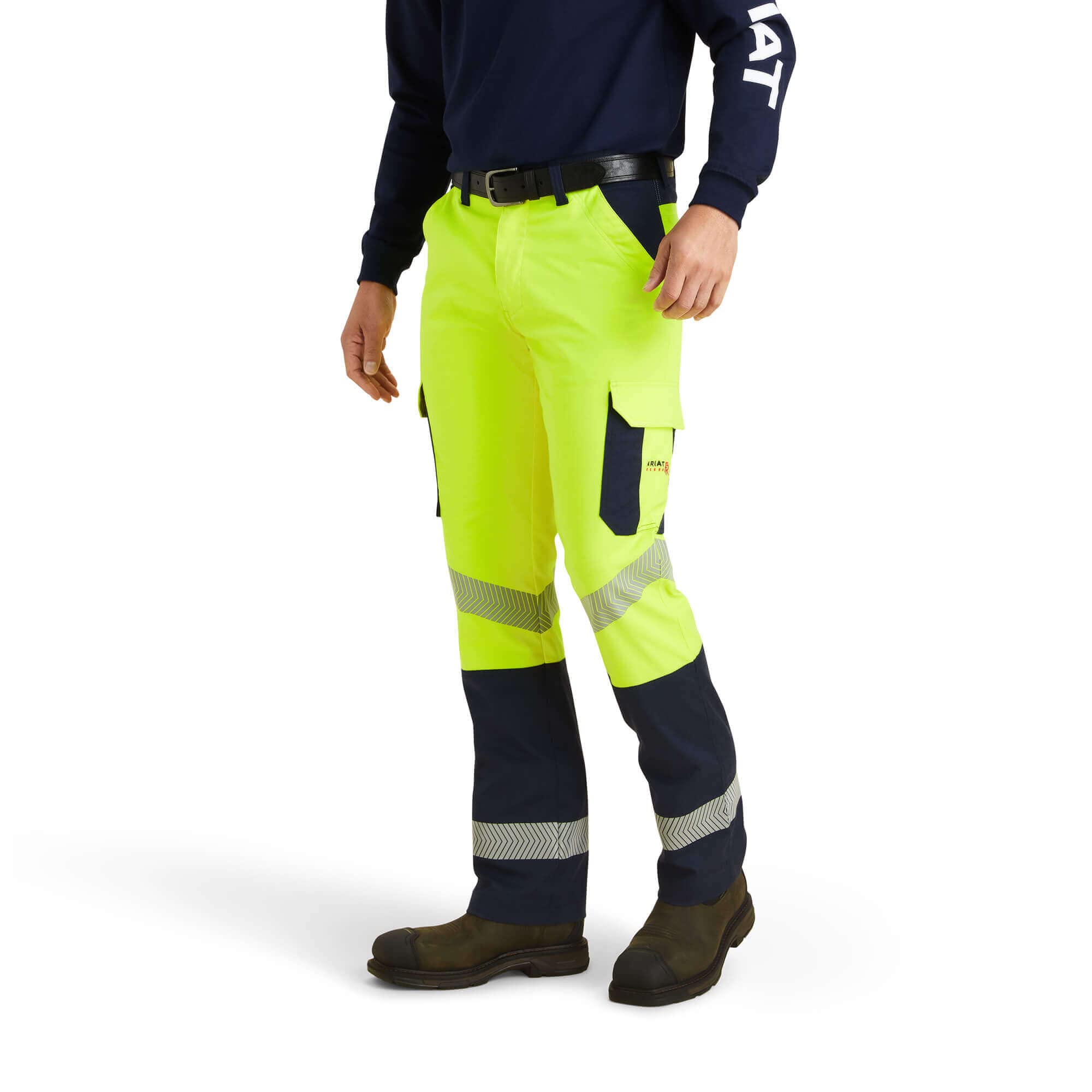 ARIAT Men’s FR M7 Slim Duralight Stretch Ripstop Straight Pant, Hi Vis Yellow, Size 32L x 38W
