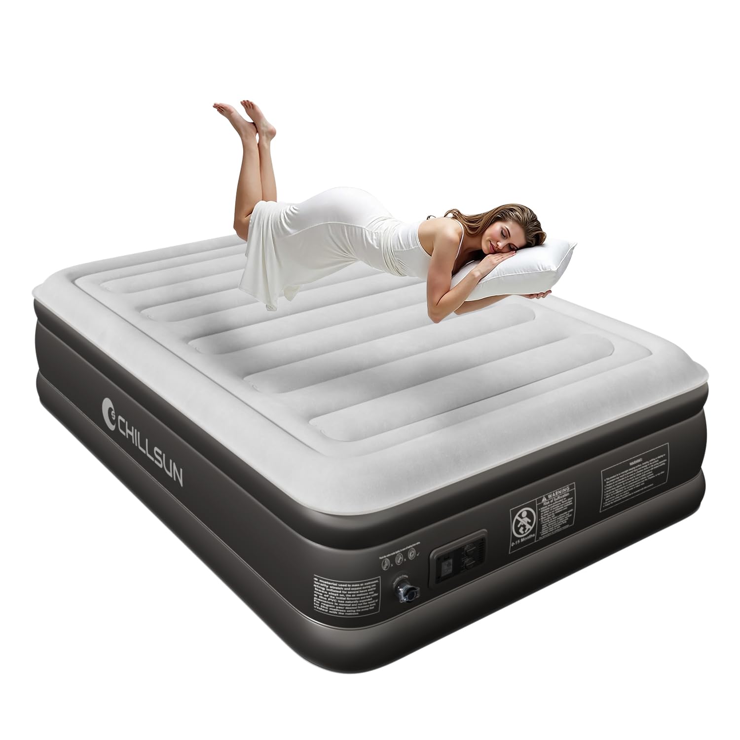 Photo 1 of CHILLSUN 2026 Upgraded Air Mattress Full with Built in Pump, 18" Raised Comfort Blow up Mattress Inflatable Mattress Colchon Inflable, Flocked Top Air Bed with Storage Bag for Home Camping & Guests