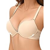 Amafuur Push Up Padded Bras for Women Add 2 Cups Plunge Low Cut Bombshell T Shirt Bra Underwire Support