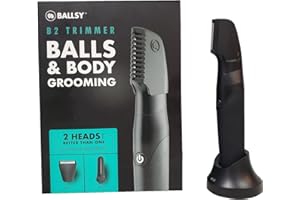 Ballsy B2 Groin & Body Trimmer for Men, Includes 2 Quick Change Heads, Waterproof, Cordless Charging Base for The Ultimate Close Shave