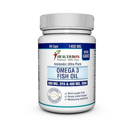 Healthawin Omega 3 Triple Strength Fish Oil 1400 MG with 1000 MG Omega 3 (600 MG EPA, 400 MG DHA) - 60 Softgels