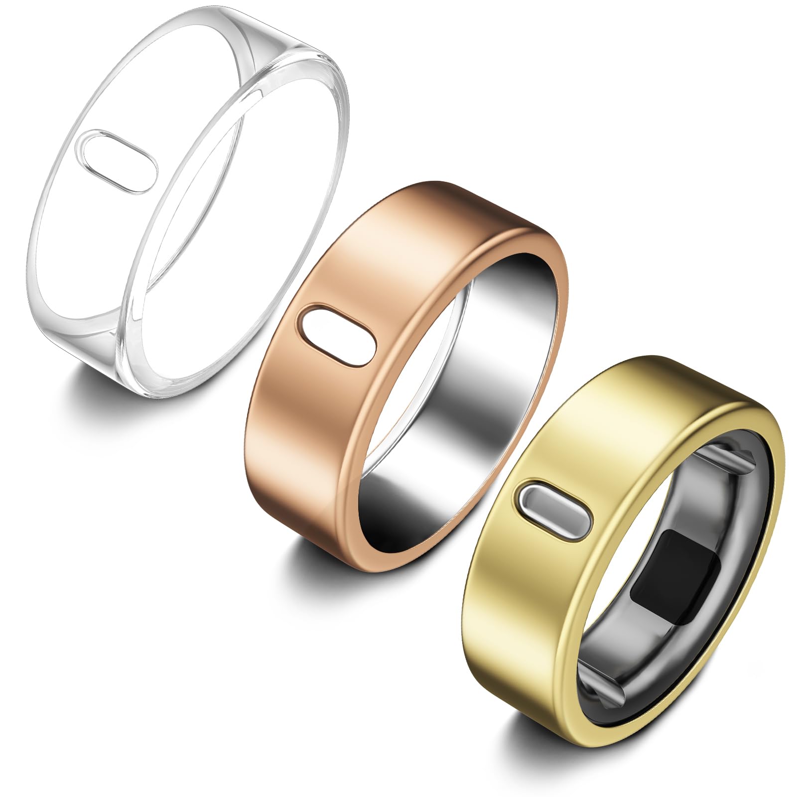 Photo 1 of 2 bands only Pack Cover Compatible with Oura Ring Gen 4/Oura Ring Gen 3 Horizon/Heritage, Support Charging with Cover on, Anti-Scratch TPU Protector for Men Women (Clear+Gold, Size 7)
