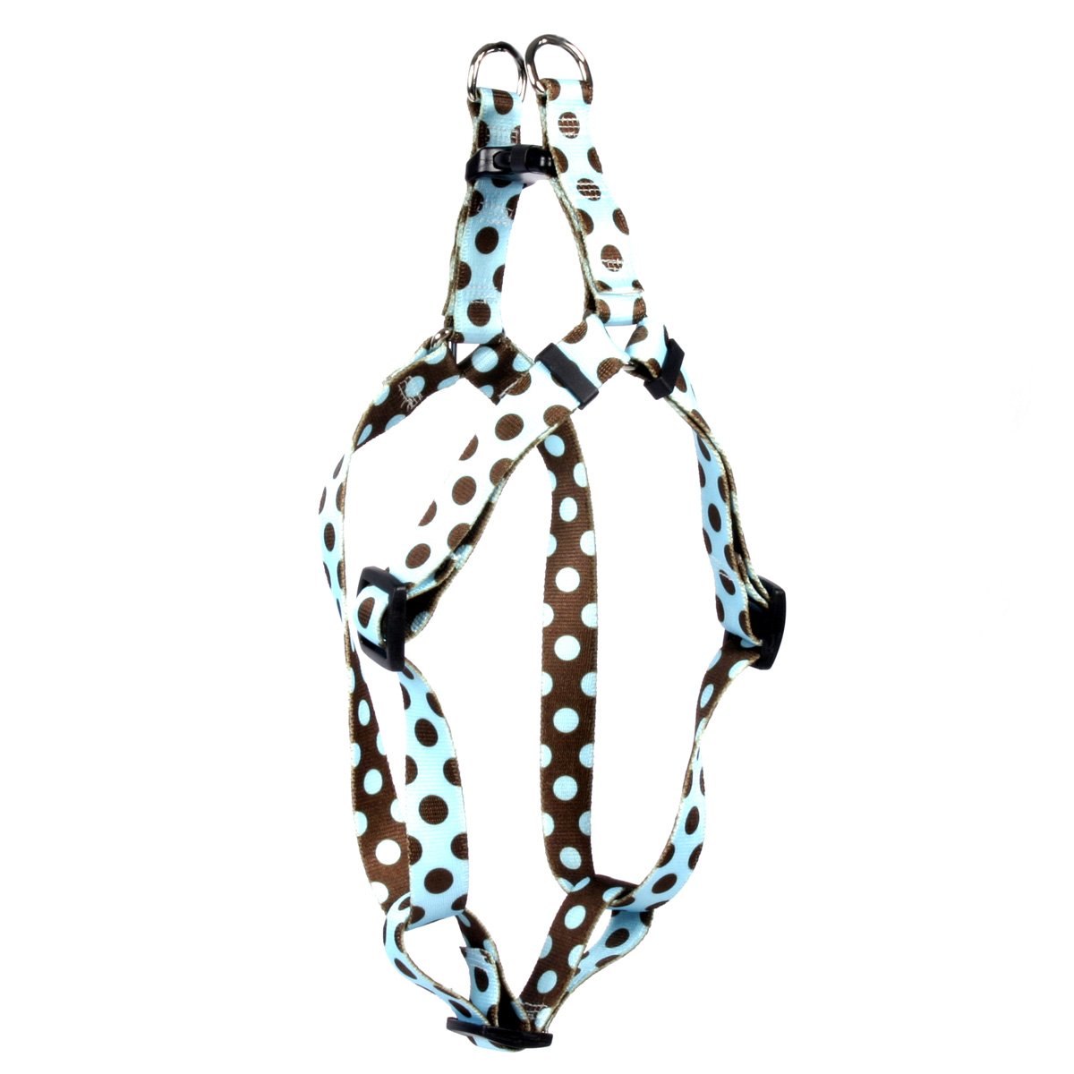 Yellow Dog Design Blue and Brown Polka Dot Step-In Dog Harness, X-Small