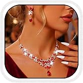 CLOACE Rhinestone Wedding Bridal Jewelry Set Silver Sparkly Earrings Prom Necklace Jewelry Accessories for Women