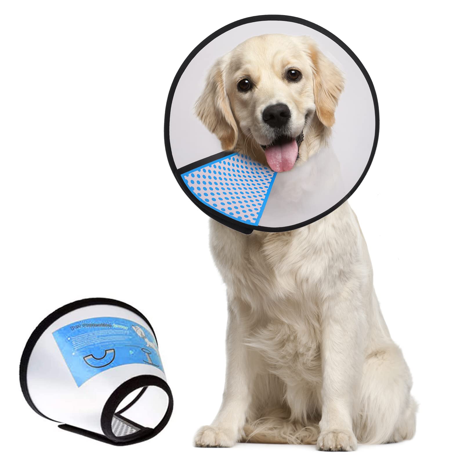 Supet Dog Cone Adjustable Pet Cone Recovery Collar Comfortable Pet Cone Collar Protective for After Surgery Anti-Bite Lick Wound Healing Safety Practical Plastic E-Collar for Dogs and Cats (White XL)