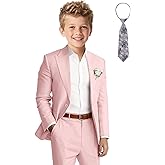 Boys Linen Suit Slim Fit Peaked Lapel Beach Wedding Formal Suit for Kids Tuxedo Suits for Boy Ring Bearer Outfit