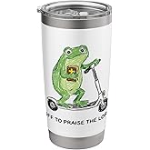 Funny Frog Christian Kids Men Women Off To Praise The Lord Stainless Steel Insulated Tumbler