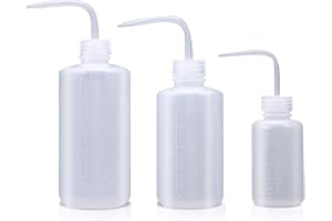 Wash Bottle, 3 Pack LDPE Squeeze Bottles, Plastic Low Density Polyethylene with Narrow Mouth for Tattoo Craft Art Chemistry I