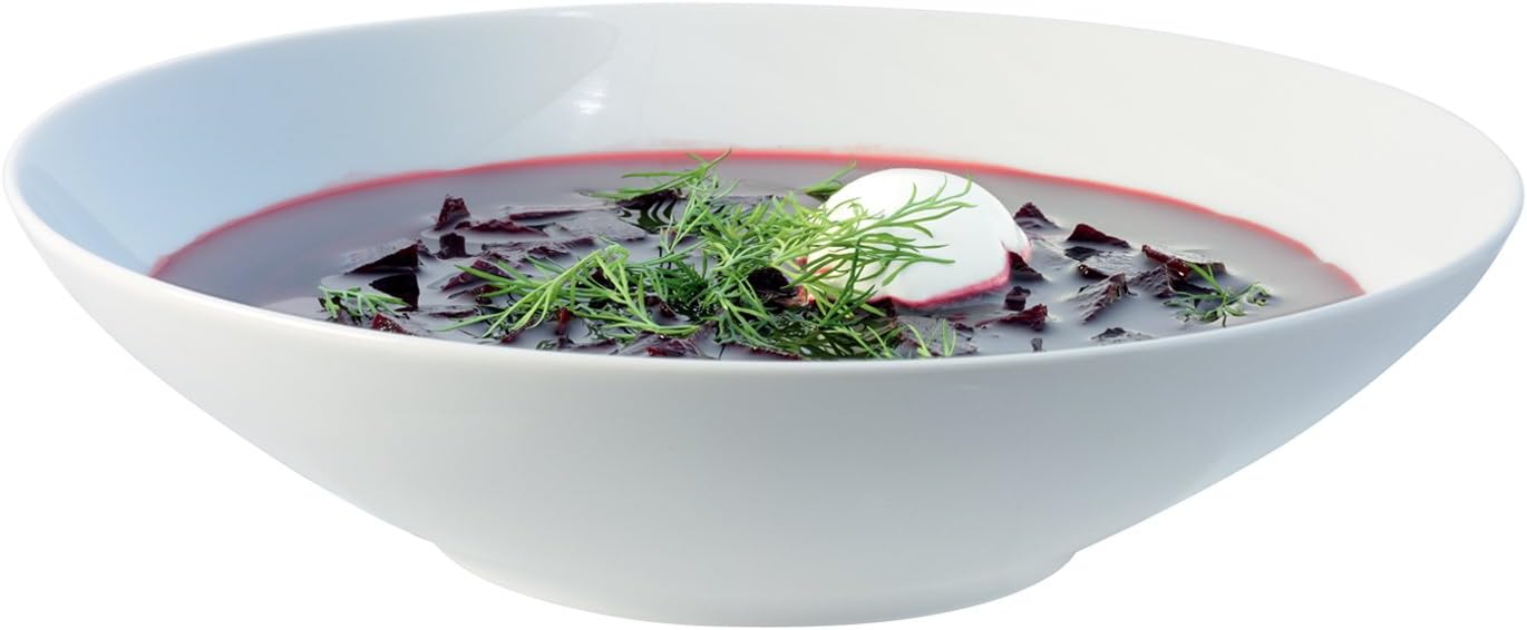 LSA International International Dine Soup/Pasta Bowl Coupe Ø24cm Set of 4 Handmade Porcelain DI29, White