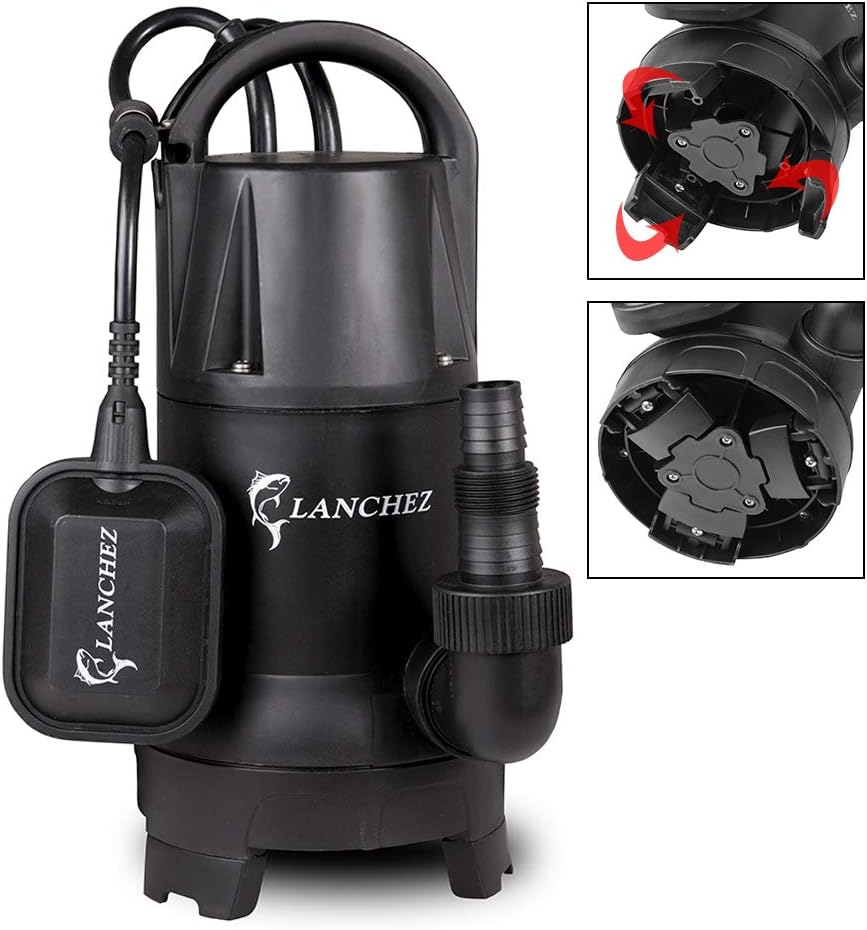3/4 HP Submersible Sump Pump 3881GPH With Float Switch Foldable Pump Base