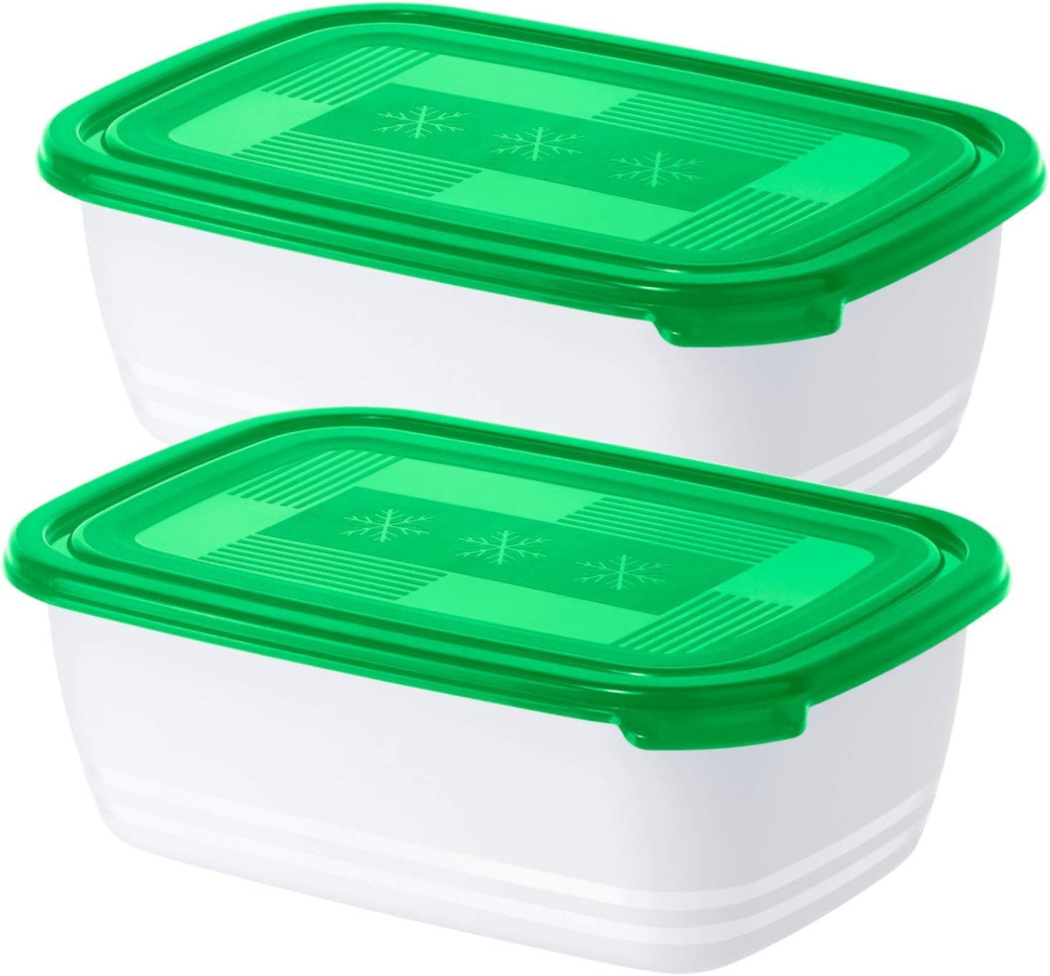 Rotho Freeze 2er-Set Tiefkühldosen 1.9 l, Kunststoff (BPA-frei), grün/weiss, 2 x 1,9 Liter (23,4 x 16 x 10 cm)