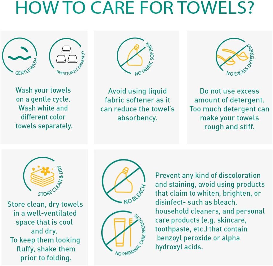 TRIDENT Soft and Plush, 100% Cotton, Highly Absorbent, Bathroom Towels, Super Soft, 6 Piece Towel Set (2 Bath Towels, 2 Hand Towels, 2 Washcloths), 500 GSM, Teal: Kitchen & Dining