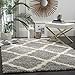 SAFAVIEH Dallas Shag Collection Accent Rug - 4' x 6', Grey & Ivory, Trellis Design, Non-Shedding & Easy Care, 1.5-inch Thick Ideal for High Traffic Areas in Entryway, Living Room, Bedroom (SGD257G)