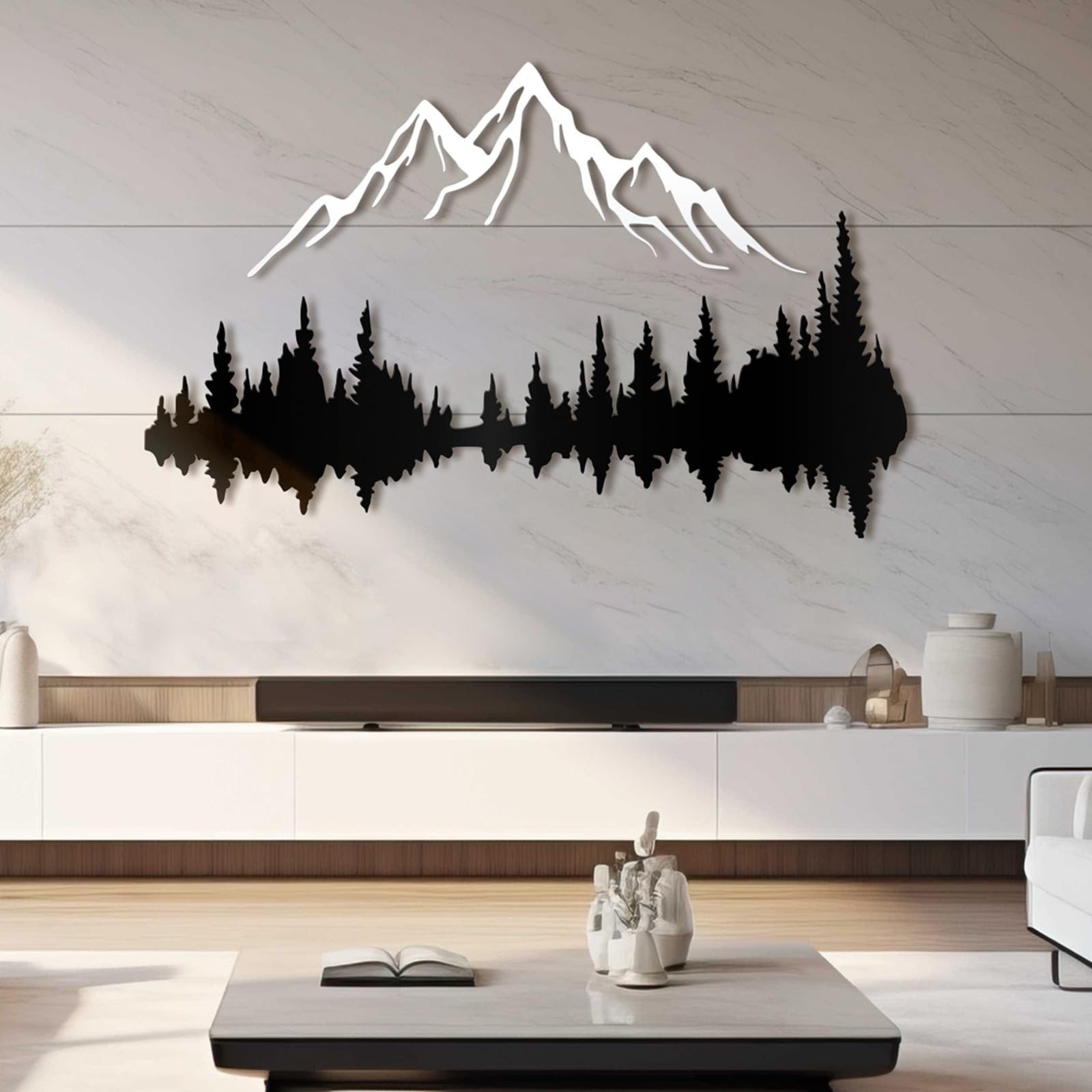 andefio 35 x 22'' Large Metal Wall Art Mountain & Forest Wall Decor ...