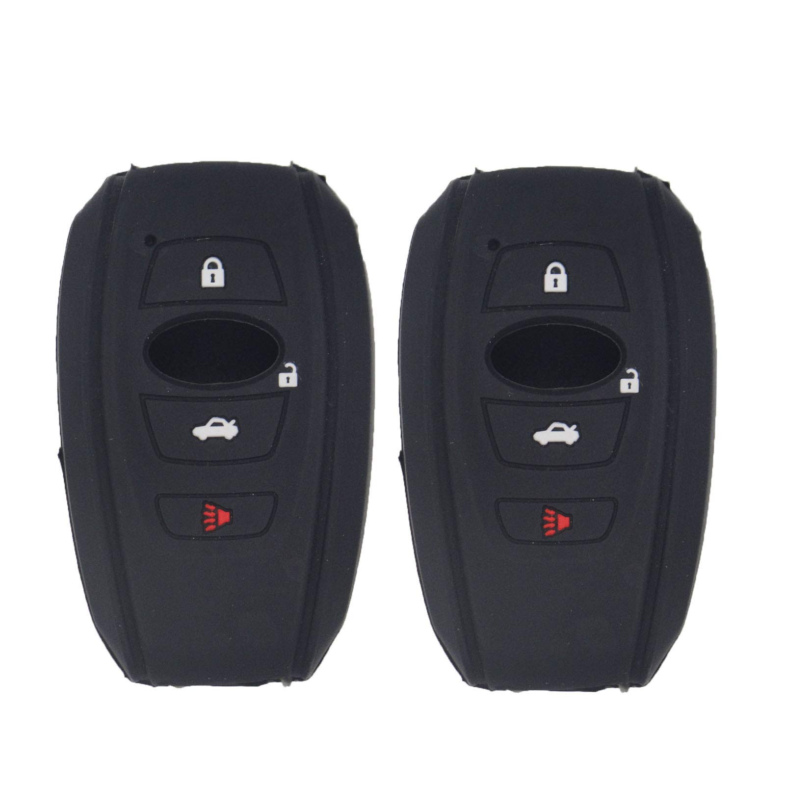 LemSa2Pcs 4 Buttons Silicone Key Fob Cover Case Protector Holder for Subaru 2016-2018 Forester 2017-2018 Outback 2015 2016 2018 XV Crosstrek 2017 Impreza 2014-2017 BRZ 2016 2018 WRX 2016, Black