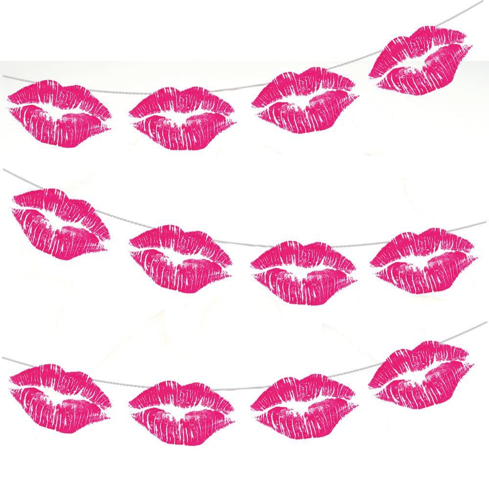 AK Giftshop Makeup Lips Bunting Party Decorations - 12pcs / 2.5m Ribbon