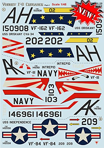 WET DECALS FOR AIRPLANES DECAL FOR VOUGHT F-8 CRUSADER PART 1 THE COMPLETE SET 2, 1/48 PRINT SCALE 48-139 DECALS DETAILS FOR AIRCRAFT