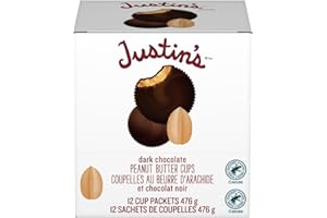 Justin's Dark Chocolate Peanut Butter Cups |Organic | Vegan | Non-GMO | Gluten-Free | Kosher (40g), 12 Count