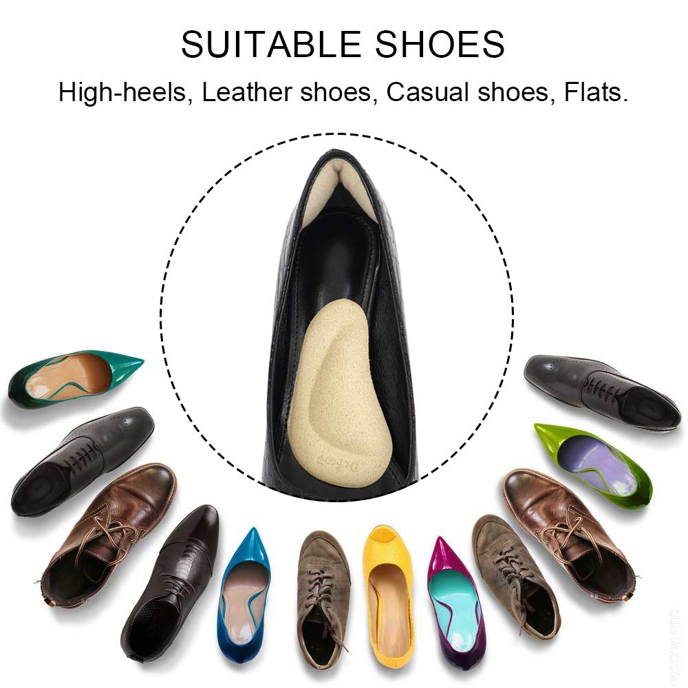 Dr. Foot\'s Arch Support Shoe Inserts for Flat Feet and Heel Grips for Slipping, Rubbing or Blisters, Gel Arch Pads for Plantar Fasciitis, Adhesive Insoles for Relieve Pain for Women and Men (Beige)