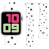 Cute Sport Watch Bands Compatible With Apple Watch Band 38mm 40mm 41mm for Women Men, Adjustable Soft Silicone Replacement Smartwatch Wristband for iWatch Series 7 6 5 4 3 2 1 SEbandG