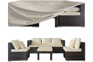 Garden Balsam Waterproof Rectangular Patio Table and Chair Cover Beige 74" L X 47" D X 28" H Outdoor General Purpose Furniture Covers Patio Furniture Set Cover