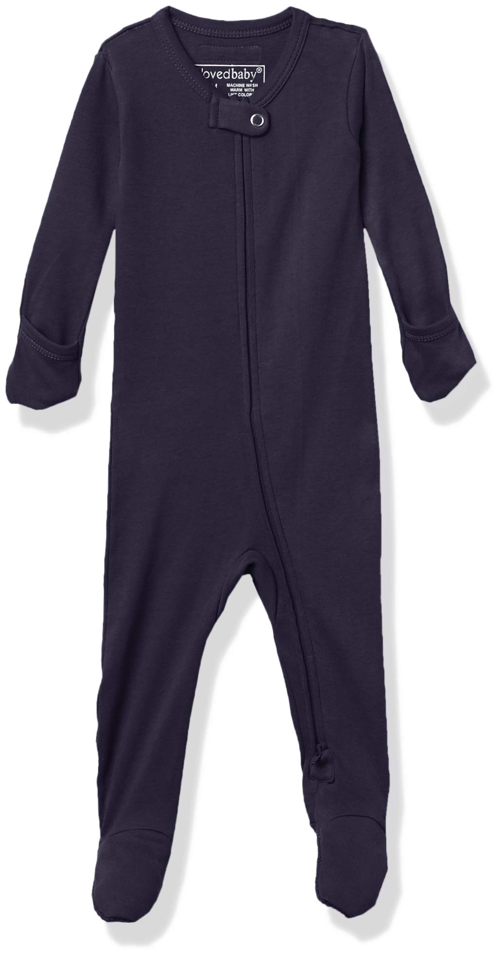 L’ovedbaby Baby Girls Organic Zipper One-Piece Footies, Navy, 9-12 Months US