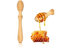 Olive Wood Honey Dipper Stick | 100% Mediterranean Olive Wood Stirrer Spoon for Honey Jar Dispenser | Drizzling Utensil for W