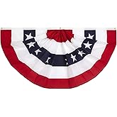 3x6 Ft 4th of July Decorations Memorial Day American flags Bunting Flags outdoor- Half Fan Banner Pleated Patriotic flag USA Flags 1-Pack