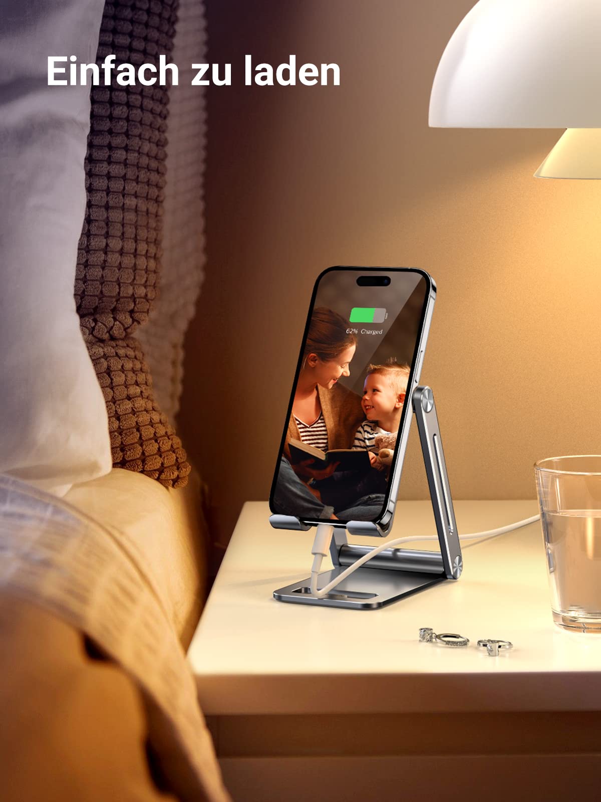 UGREEN Handy Ständer Verstellbar Aluminium Handyständer für Tisch Handyhalterung Handyhalter Schreibtisch kompatibel mit iPhone 17 16 15 14 13 Pro Max, Galaxy S23 Ultra, Huawei bis 7,9 Zoll (Grau) 7