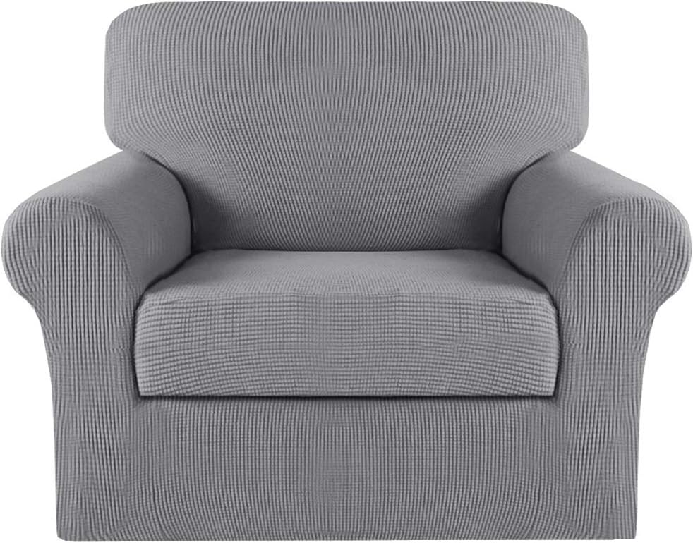 Turquoize 2 Piece Stretch Sofa Covers Chair Cover Couch Covers Slipcovers Including Base Cover and Individual Seat Cushion Covers, Thick Jacquard Customized Fitting (Small, Dove): Kitchen & Dining