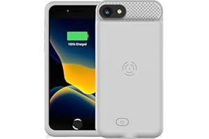 GIN FOXI Wireless Battery Case for iPhone 8/7/6s/6/SE 2020/SE 2022, Slim 5000mAh QI Wireless Charging Battery Case Protective Rechargeable Battery Charging Case for iPhone SE/8/7/6s/6-4.7" Gray
