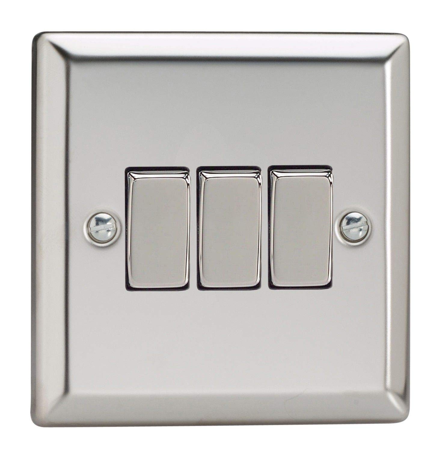 Varilight XC3D Rocker Switches 3 Gang Mirror Chrome Chrome