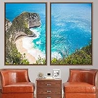 2 Piece Framed Canvas Wall Art Coastal Scenery Canvas Prints Home Artwork Decoration for Living Room,Bedroom - 16
